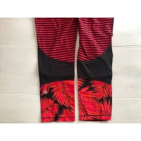Roxy Women's Relay Running Active Dry Flight Striped Capri Pants Size S M BCH4 - Picture 7 of 11